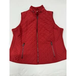 Westport Quilted Vest 1X Red Zipper Front Mock Neck